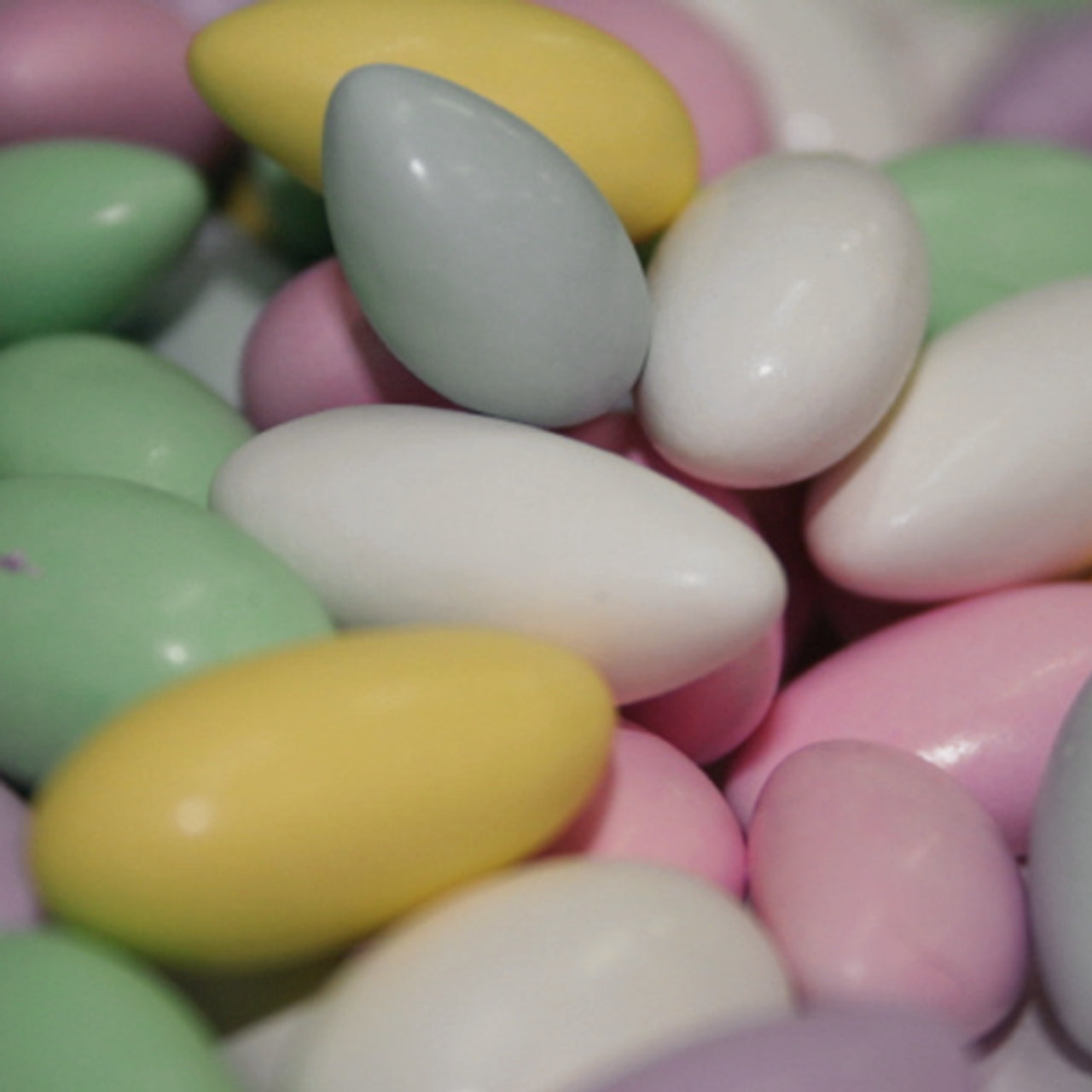 Close-up of colorful pastel candies