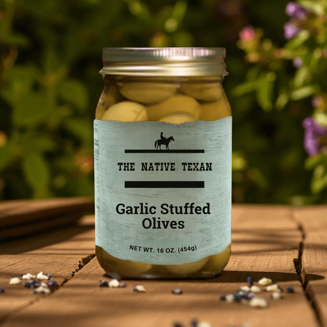 Garlic Stuffed Olives – Bold, Savory Snack, 16oz - The Native Texan