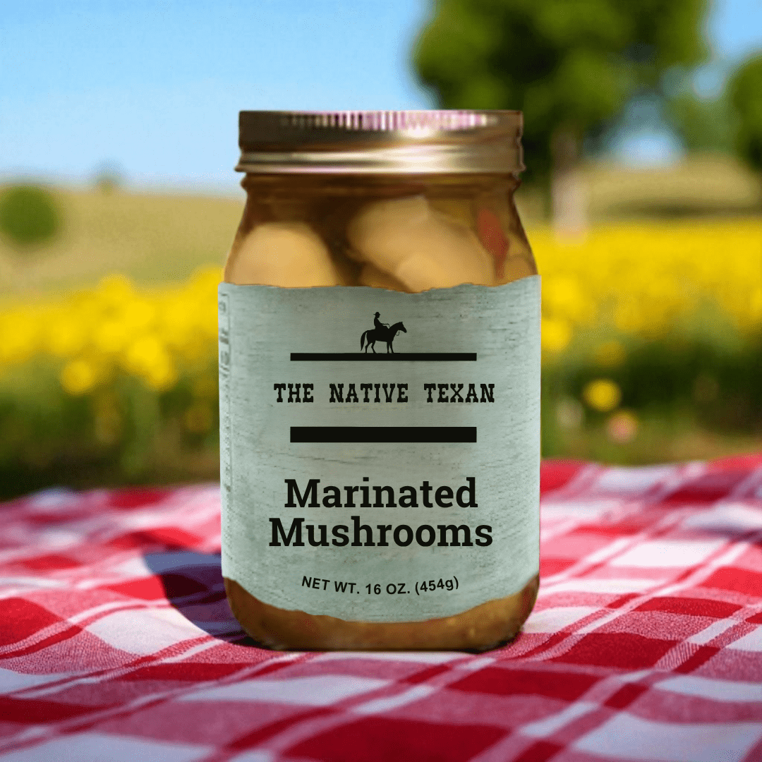 Marinated Mushrooms – Italian - Style in Olive Oil, 16oz - The Native Texan