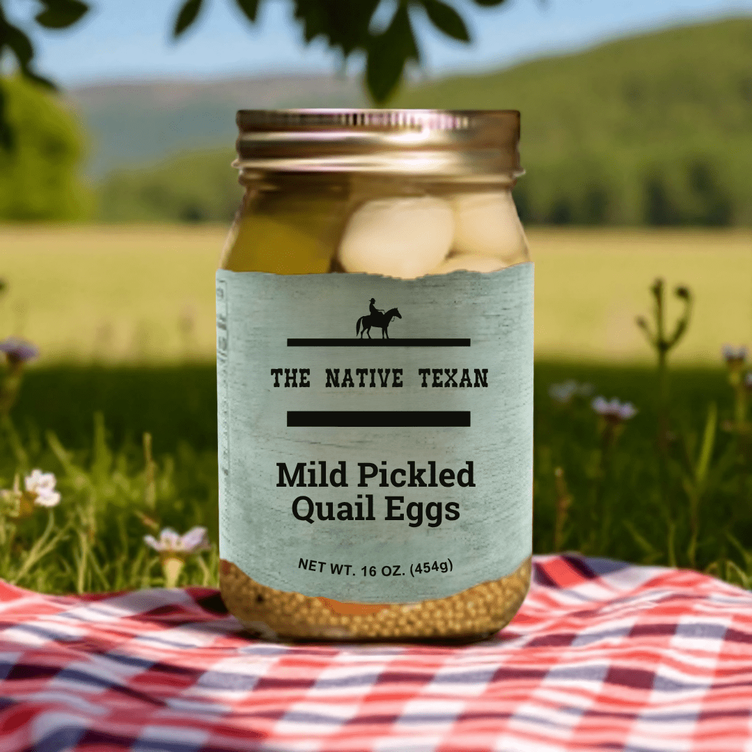 Mild Pickled Quail Eggs – Tender, Tangy Snack with Veggies, 16oz - The Native Texan