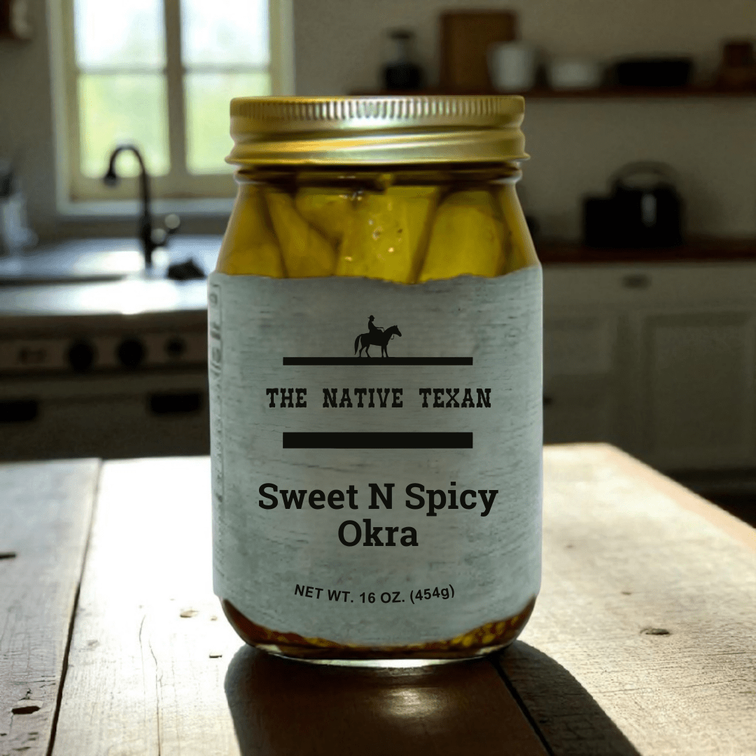Sweet N' Spicy Okra 16 oz - The Native Texan