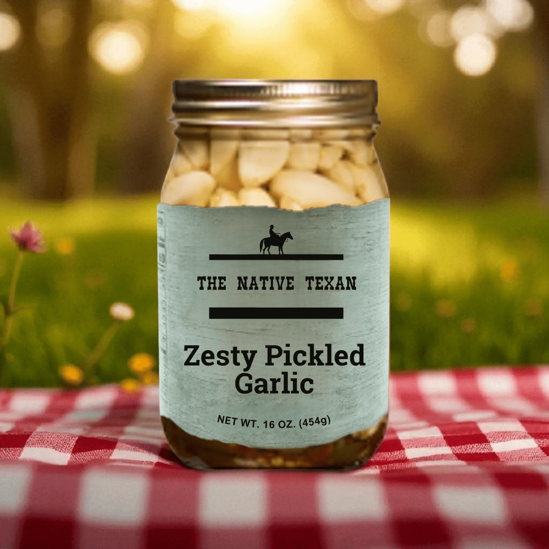 Zesty Pickled Garlic 16 oz - The Native Texan
