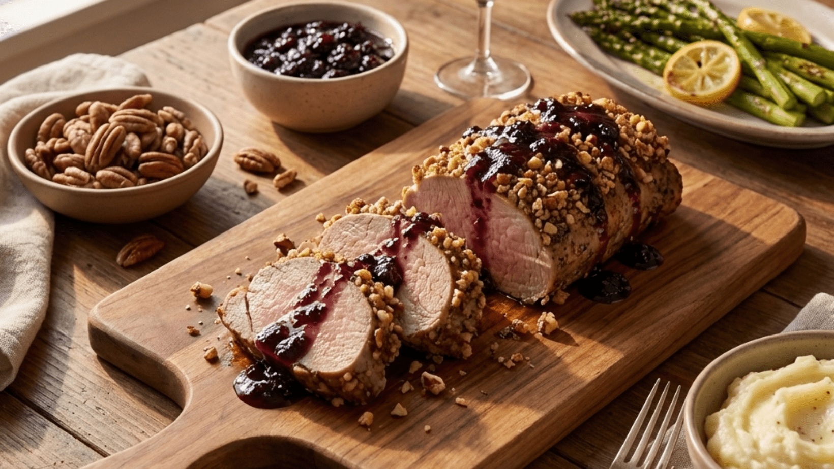 Blackberry Pork Tenderloin with Texas Nuts Crunch - The Native Texan