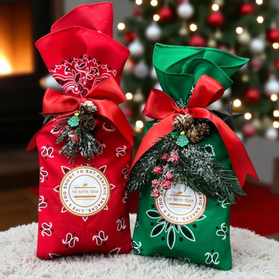 TNT Bandana Bag with Texas snack mix wrapped in a bandana