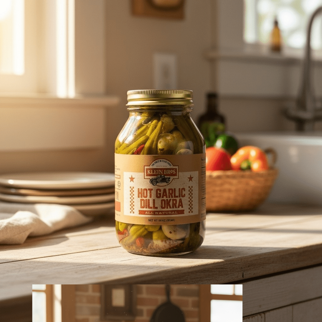 Hot Garlic Dill Okra 30 oz - The Native Texan