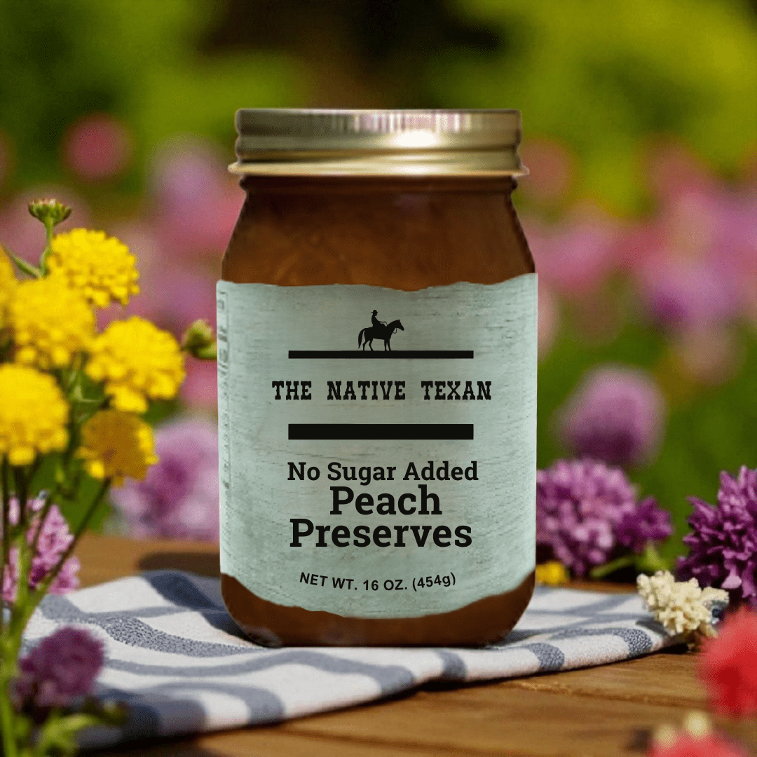No Sugar Added Peach Preserves – Naturally Sweet with Real Fruit, 16oz - The Native Texan