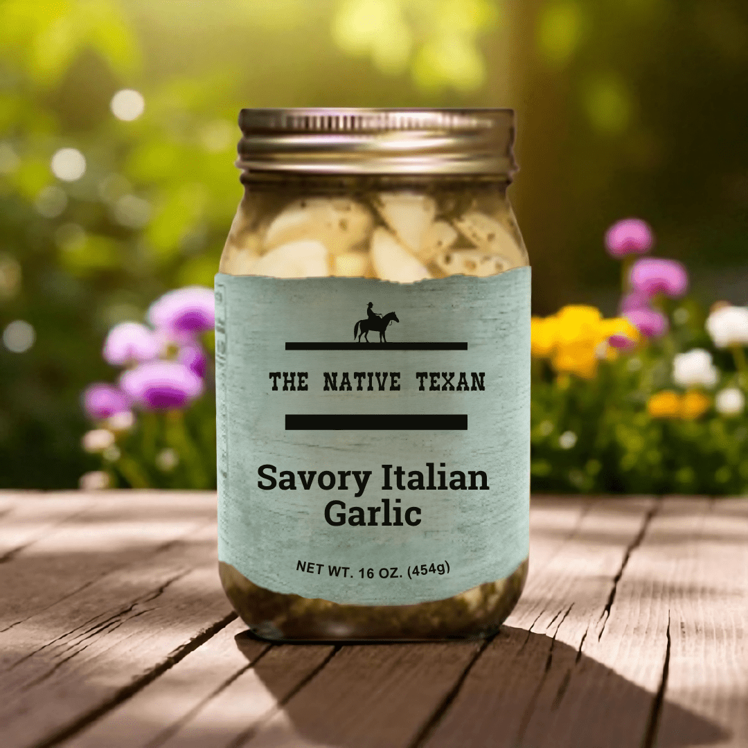 Savory Italian Garlic – Fresh Garlic with Basil & Oregano, 16oz - The Native Texan